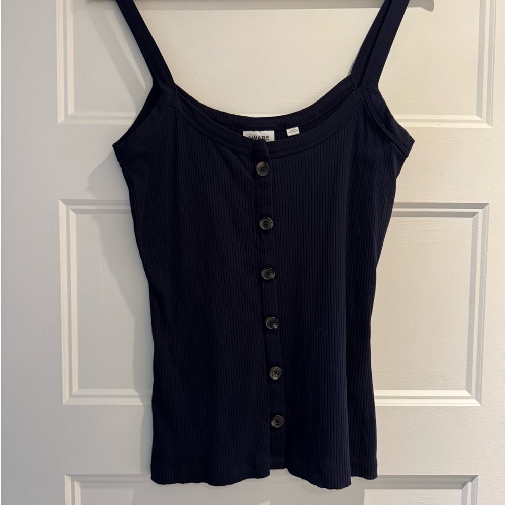 Vero Moda Black Button-Down Ribbed Camisole